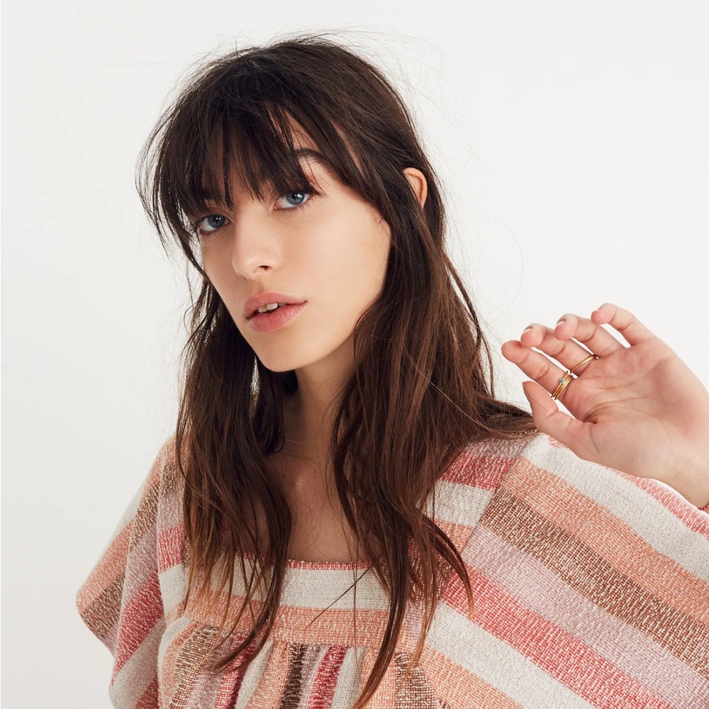 Madewell Pink and Tan Flutter Sleeve Blouse - Picture 2 of 9